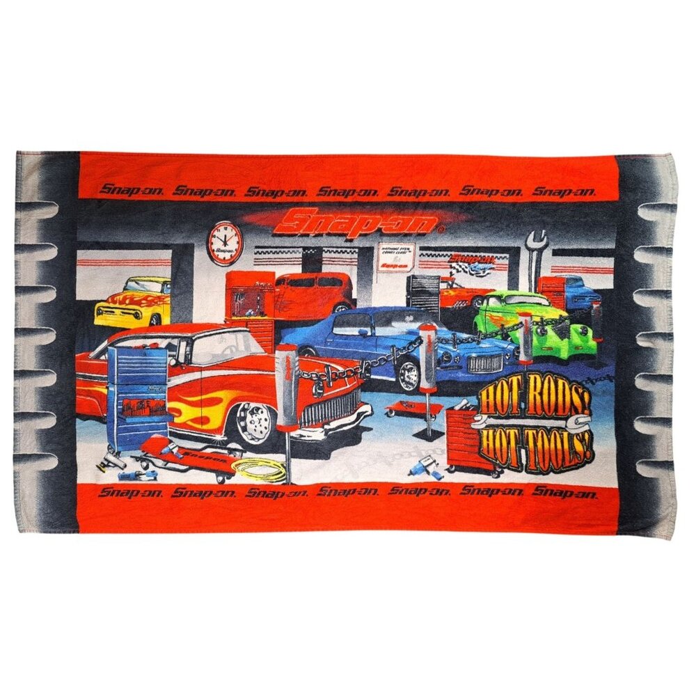 Vintage Snap-On Tools Hot Rods Beach Towel Classic Cars Garage Official Cotton